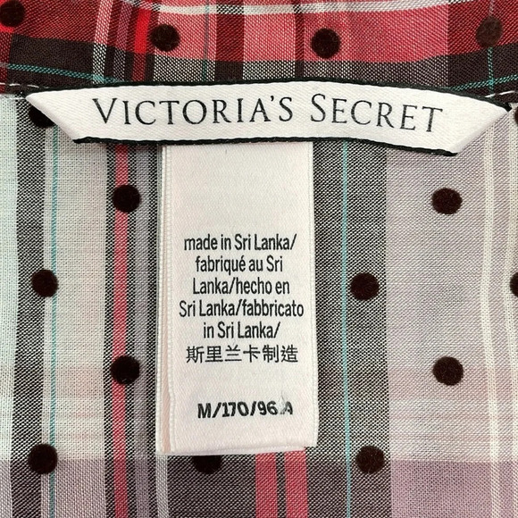 Victoria’s Secret Button Front Sleep Shirt Nightgown Plaid Polka Dot M - Picture 12 of 16